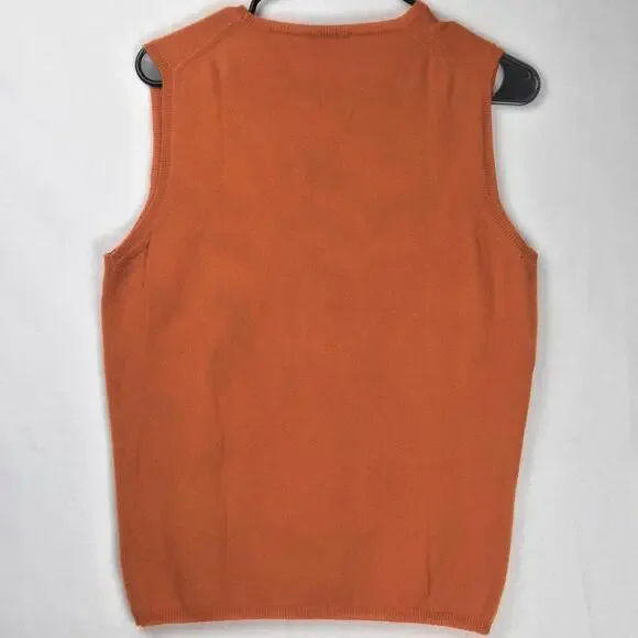Manrico Cashmere Sweater Vest Orange Knit Top Womens XL Made in Italy MSRP $750 - Picture 3 of 10